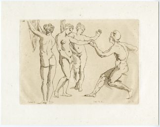Antique Master Print-NUDE-FIGURES-Prestel-Raphael-18th c.