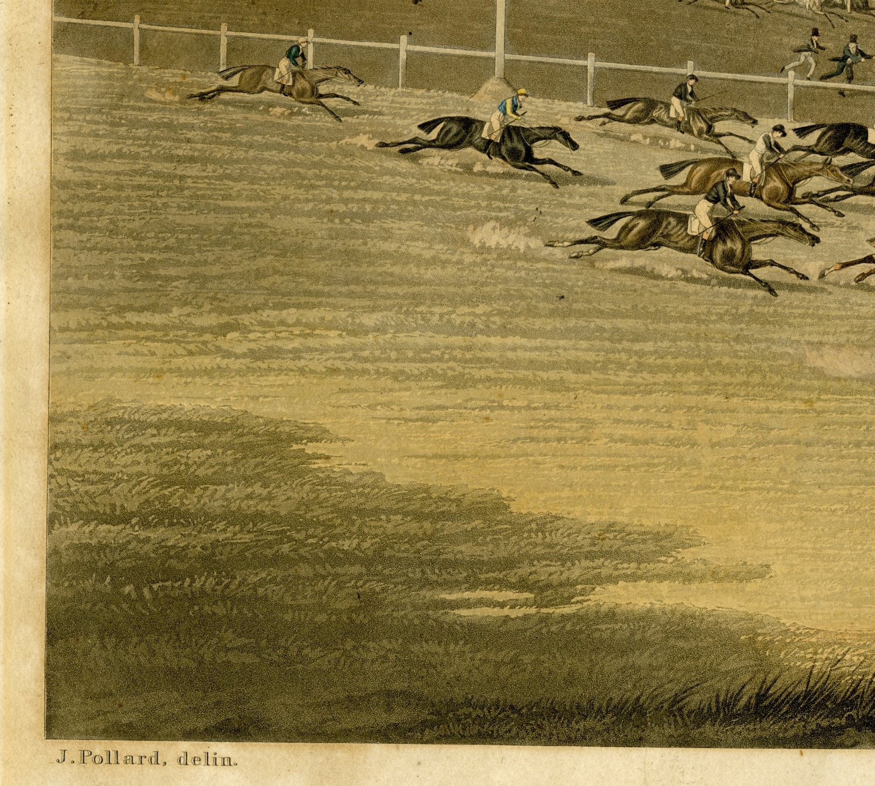 , 2-Antique Master Prints-EPSOM-RACES-HORSES-Smart, Hunt-Pollard-c.1830, Pictura Antique Prints