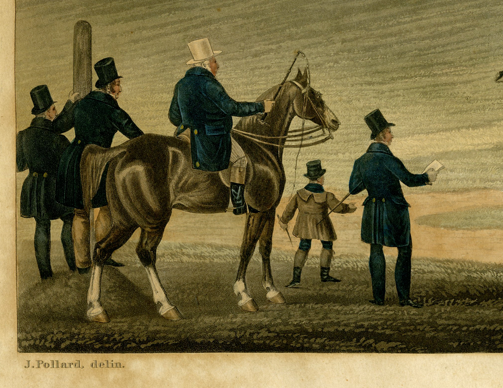 , 2-Antique Master Prints-EPSOM-RACES-HORSES-Smart, Hunt-Pollard-c.1830, Pictura Antique Prints