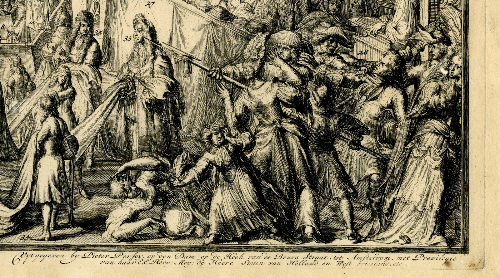 , Antique Master Print-QUEEN-MARY-II-FUNERAL-WESTMINSTER ABBEY-De Hooghe-1695, Pictura Antique Prints