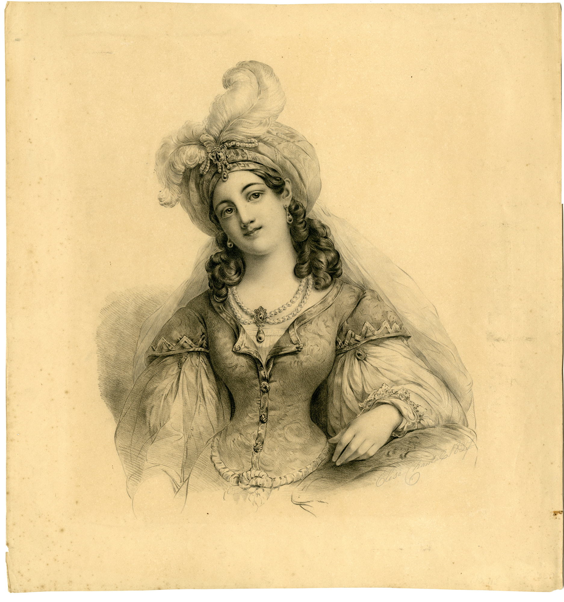 Pictura 05511 416x444 Antique Drawing-ATHALIDE-ASIA-TURKISH DRESS-Chantal-Grevedon-1837