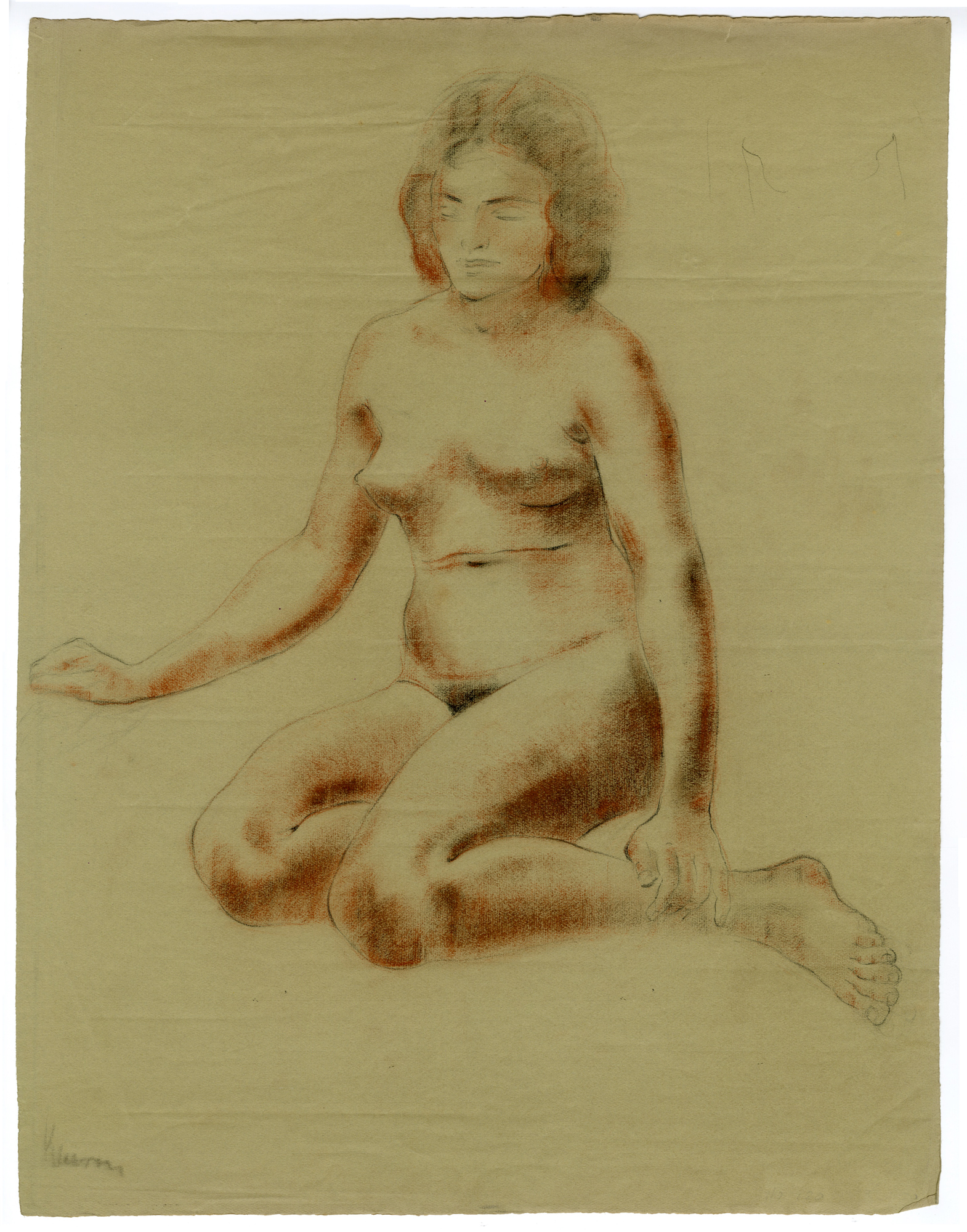 , Antique Drawing-NUDE-WOMAN-DRAWING-Anonymous-Circa 20th century, Pictura Antique Prints