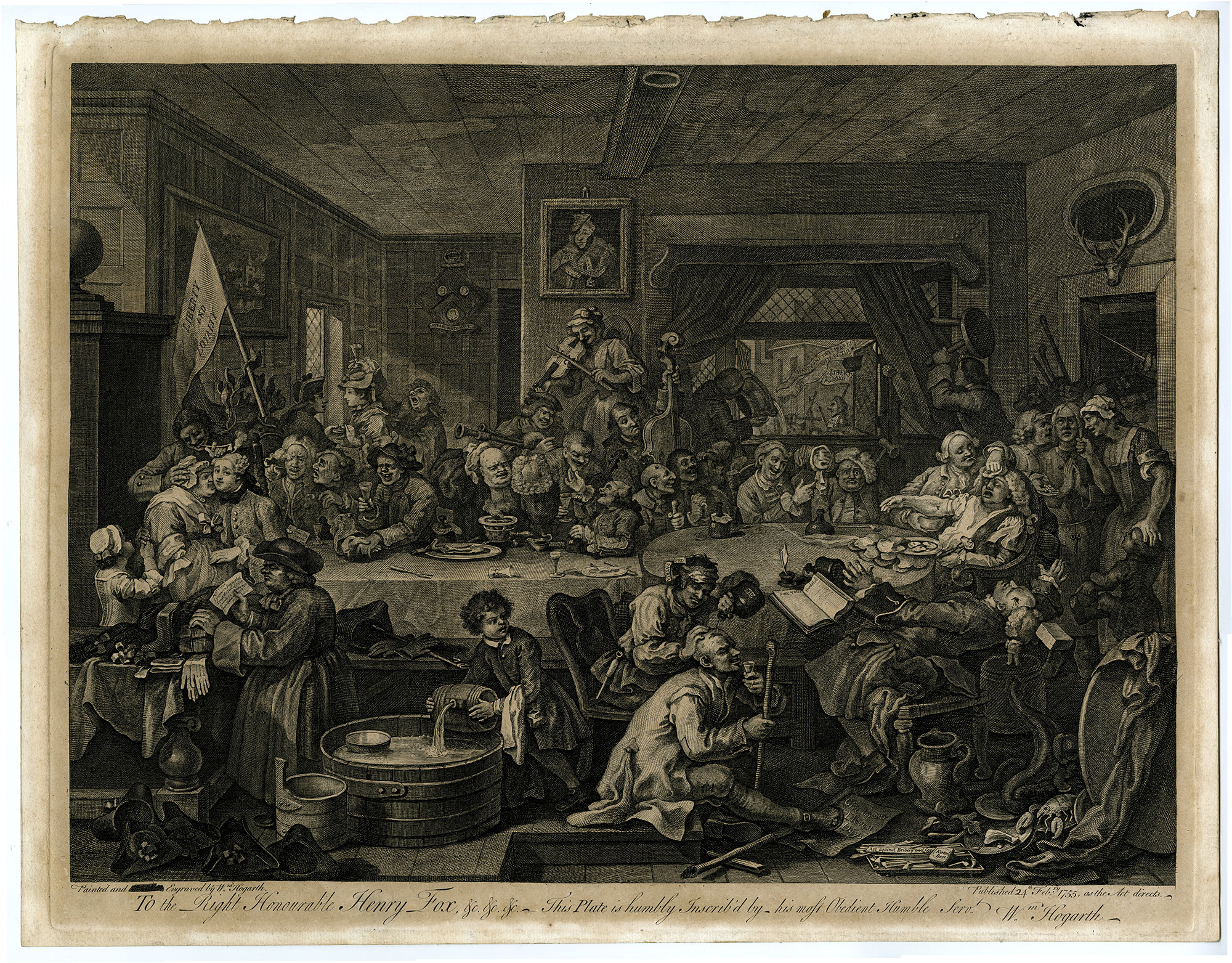 , Antique Master Print-ELECTION-ENTERTAINMENT-Hogarth-c.1755, Pictura Antique Prints