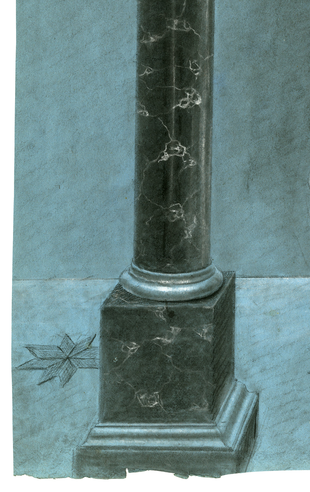 , Antique Drawing-CRAYON-PORTRAIT LITTLE GIRL-MARBLE COLUMN-Chantal-19th c., Pictura Antique Prints