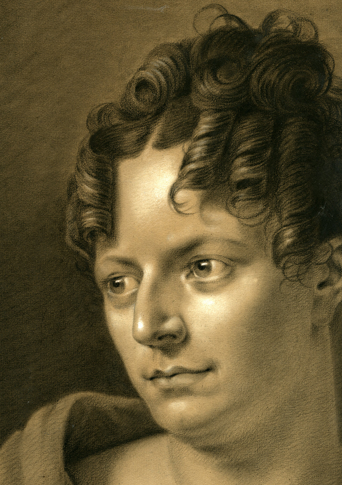 , Antique Drawing-PORTRAIT-WOMAN-Chantal-1824, Pictura Antique Prints
