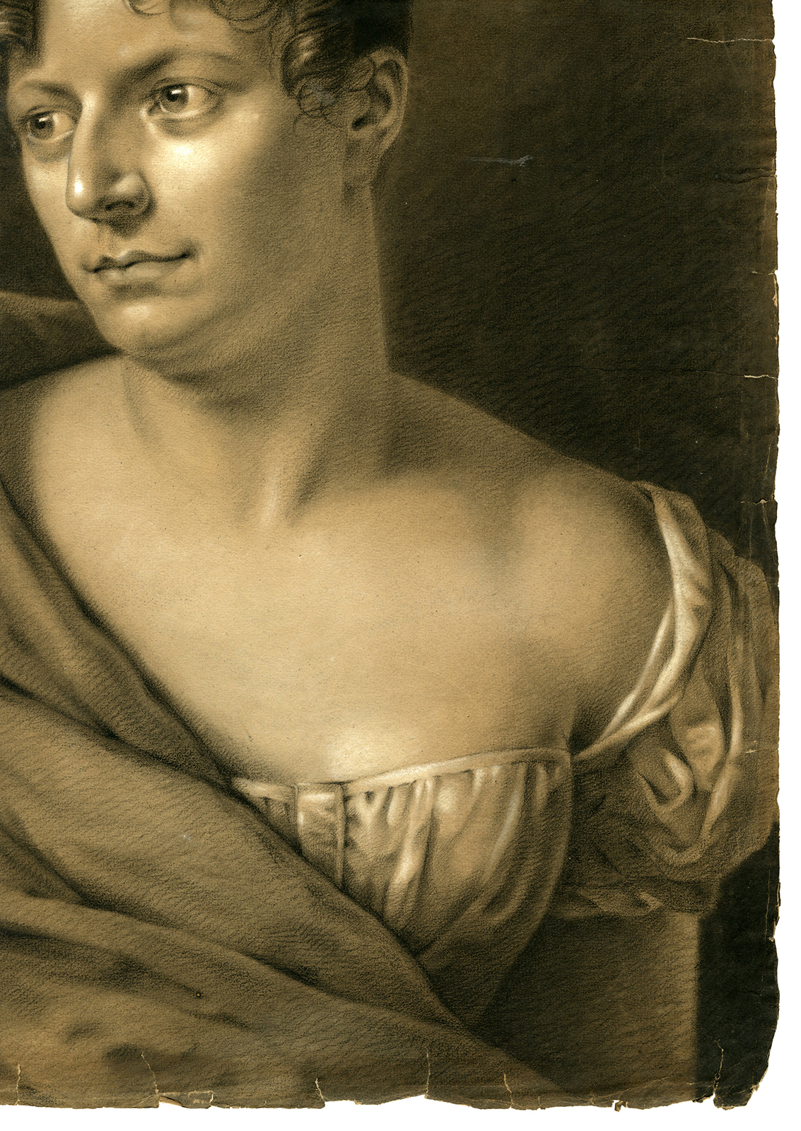 , Antique Drawing-PORTRAIT-WOMAN-Chantal-1824, Pictura Antique Prints
