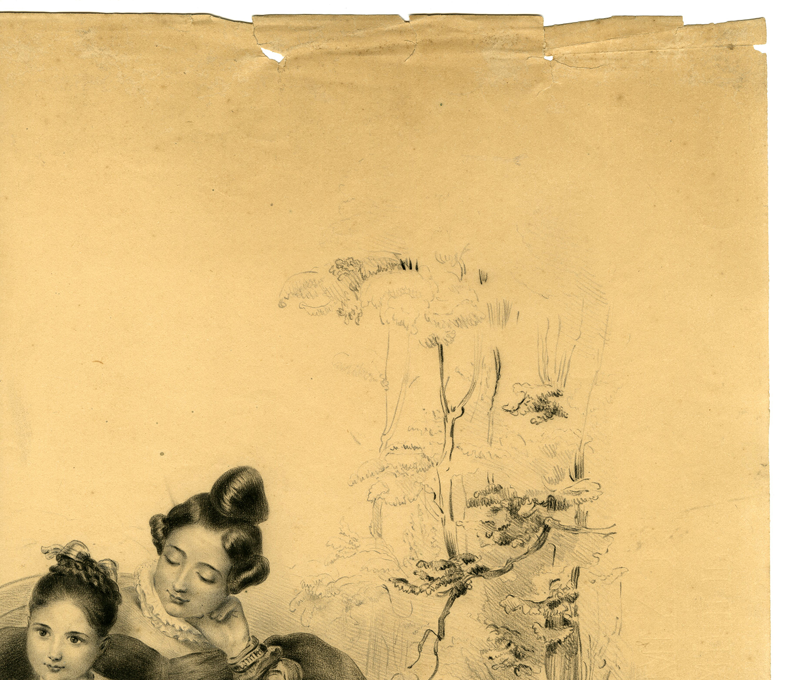 , Antique Drawing-DRAWING-MOTHER-CHILD-Chantal-1836, Pictura Antique Prints