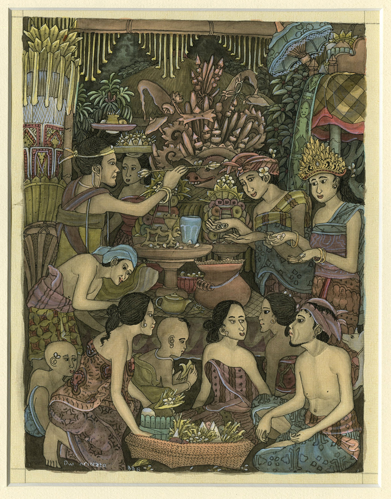 , 8-Antique Drawings-BATUAN-BALINESE-RITUALS-MONSTERS-MYTHOLOGY-Arinata-20th c., Pictura Antique Prints