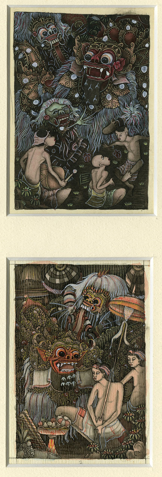, 8-Antique Drawings-BATUAN-BALINESE-RITUALS-MONSTERS-MYTHOLOGY-Arinata-20th c., Pictura Antique Prints