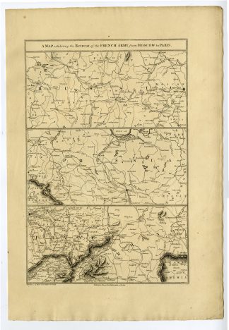 Antique Map-FRENCH-ARMY-RETREAT-MOSCOW-PARIS-Milton-BOWYER-1815
