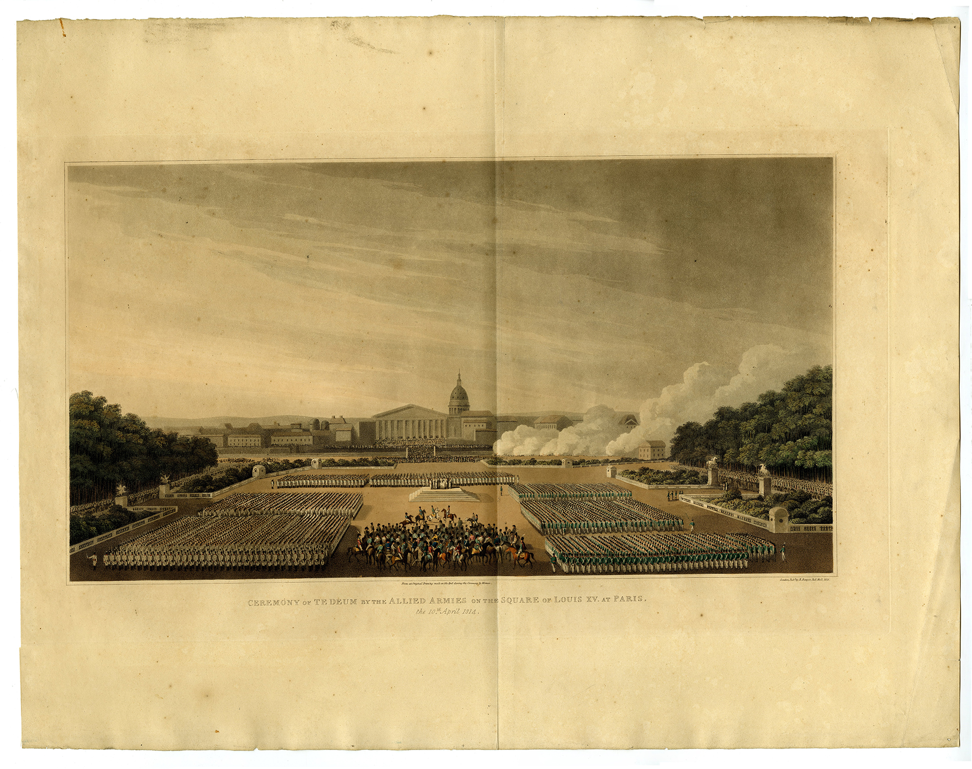 , Antique Print-TE-DEUM-ALLIED-ARMIES-PLACE-LOUIS-XV-PARIS-Bowyer-1815, Pictura Antique Prints