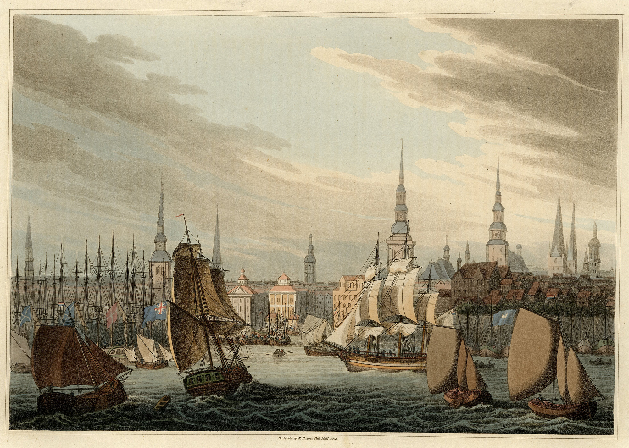 , Antique Print-HAMBURGH-HAMBURG-PORT-VIEW-SHIPS-Bowyer-1814, Pictura Antique Prints