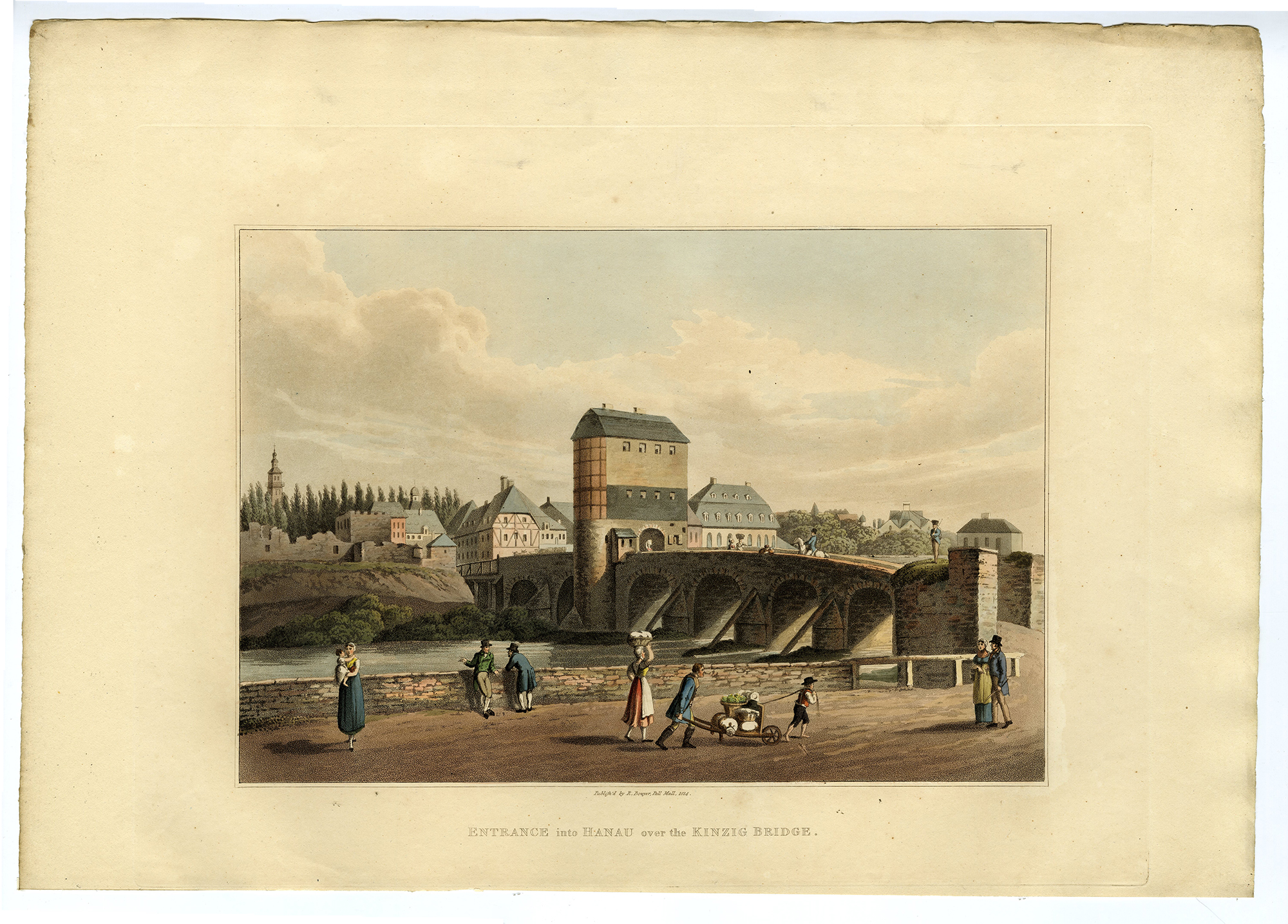 , Antique Print-VIEW-HANAU-KINZIG-BRIDGE-Bowyer-1814, Pictura Antique Prints