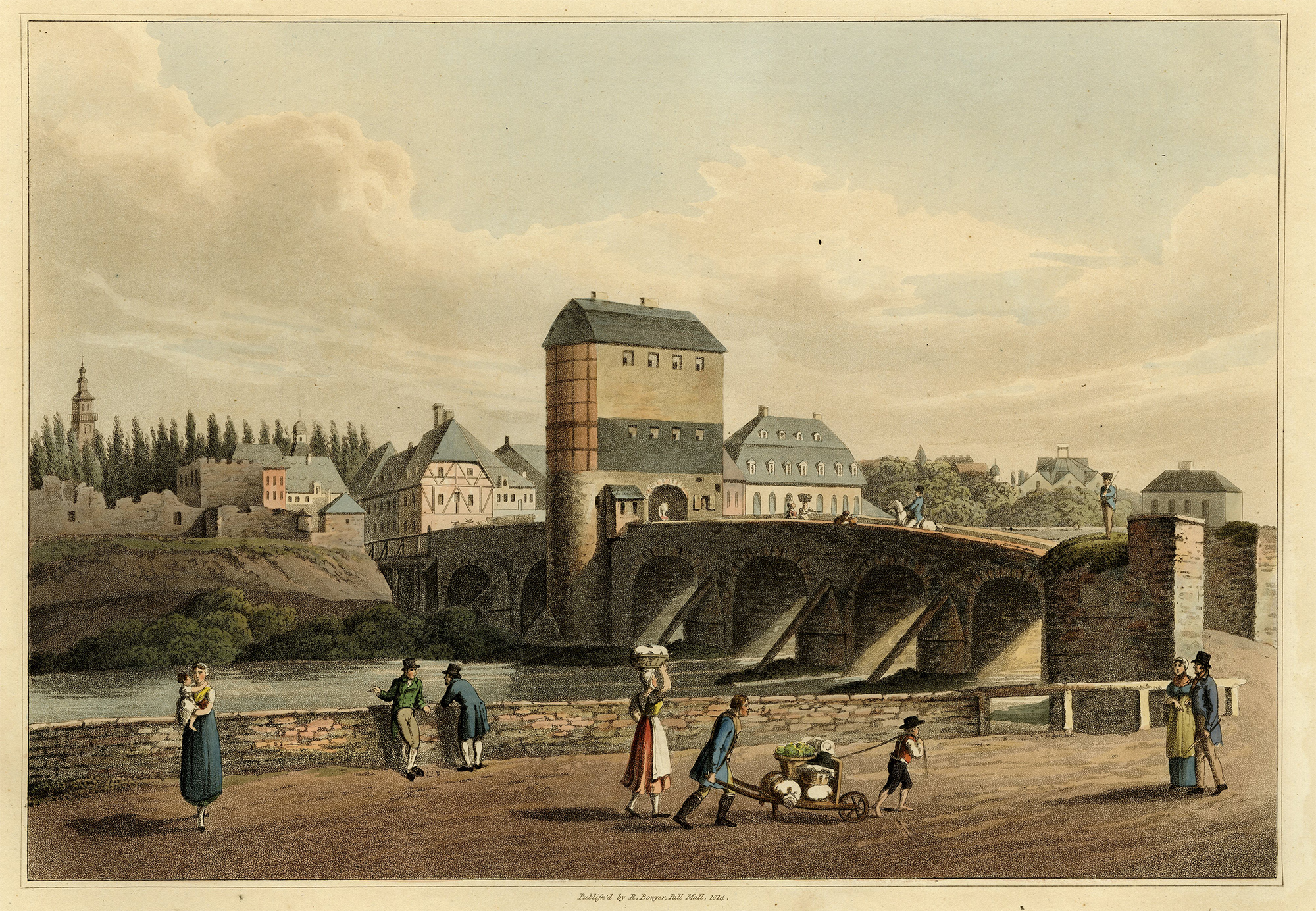 , Antique Print-VIEW-HANAU-KINZIG-BRIDGE-Bowyer-1814, Pictura Antique Prints