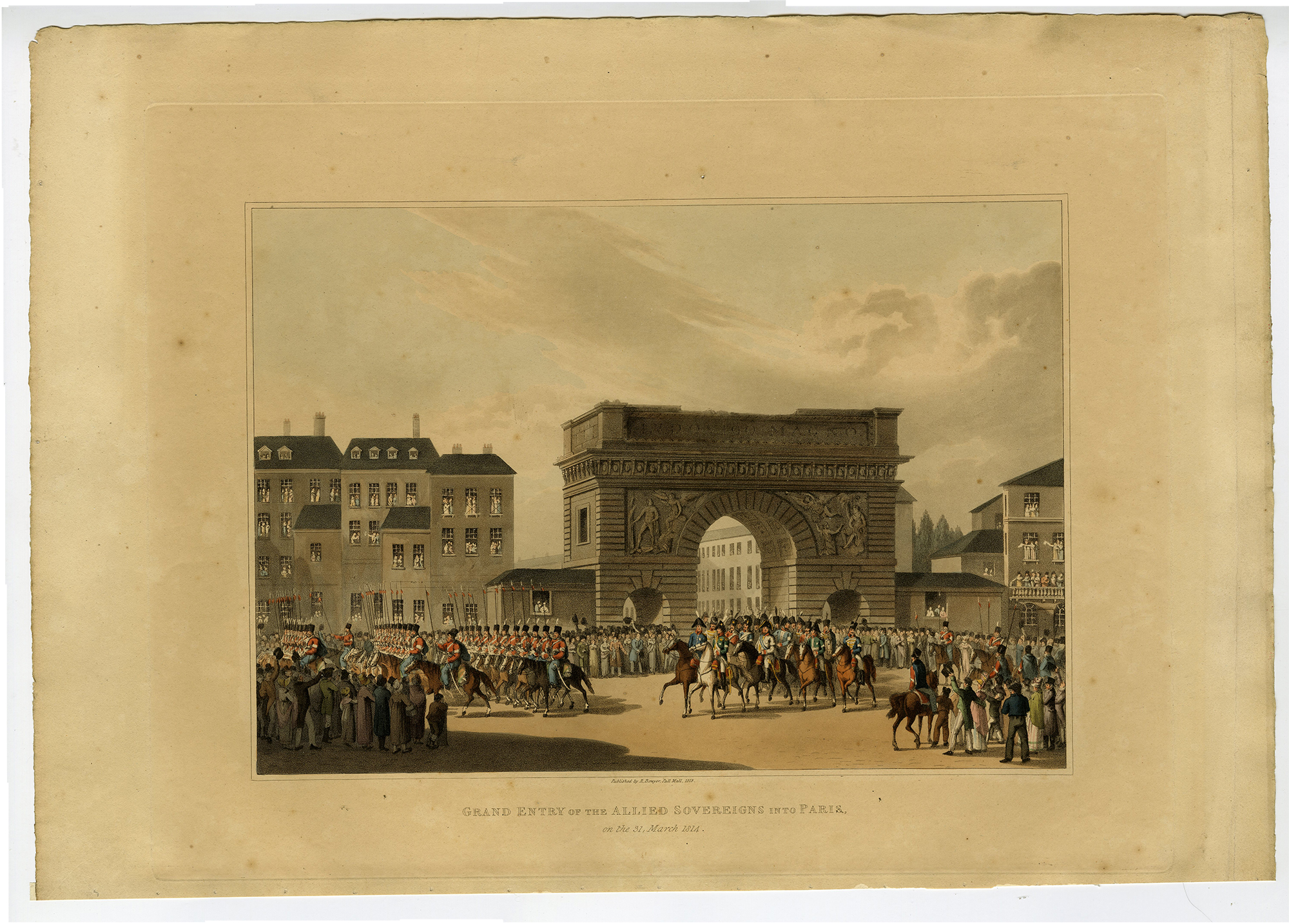 , Antique Print-GRAND-ENTRY-ALLIED-SOVEREIGNS-PARIS-Bowyer-1814, Pictura Antique Prints