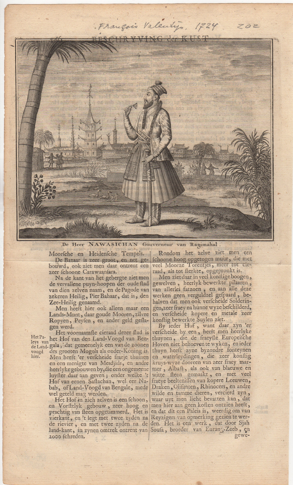 , Antique Print-NAWASICHAN-GOVERNOR-RAGIMAHAL-INDIA-VOC-Anonymous-1724, Pictura Antique Prints
