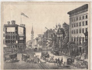 Antique Print-NEW YORK-BROADWAY-USA-BARNUM'S MUSEUM-CITY HALL PARK-Granger-1850