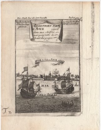 Antique Print-TOWN-SOURATTE-SURATE-INDIA-SAILING SHIPS-MUGHAL-Mallet-1719