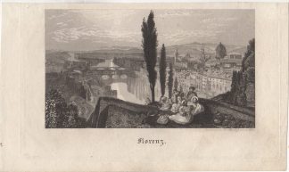 Antique Print-FLORENCE-TUSCANE-ITALY-CASTLE-PICNIC-RIVER-Eissner-1835