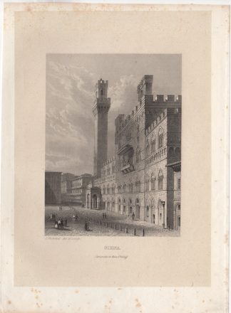 Antique Print-SIENA-ITALY-SQUARE-MARKET-BUILDINGS-Frommel-1840