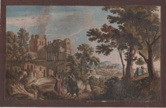 Antique Print-LANDSCAPE-CASTLE-RUINS-FIGHTING MAN AND WOMAN-SWORD-Anonymous-1770