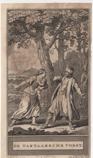 Antique Print-TARTAR-PRINCE-WOMAN WITH SWORD-BABY-ATTACK-Meer II-Buys-1777