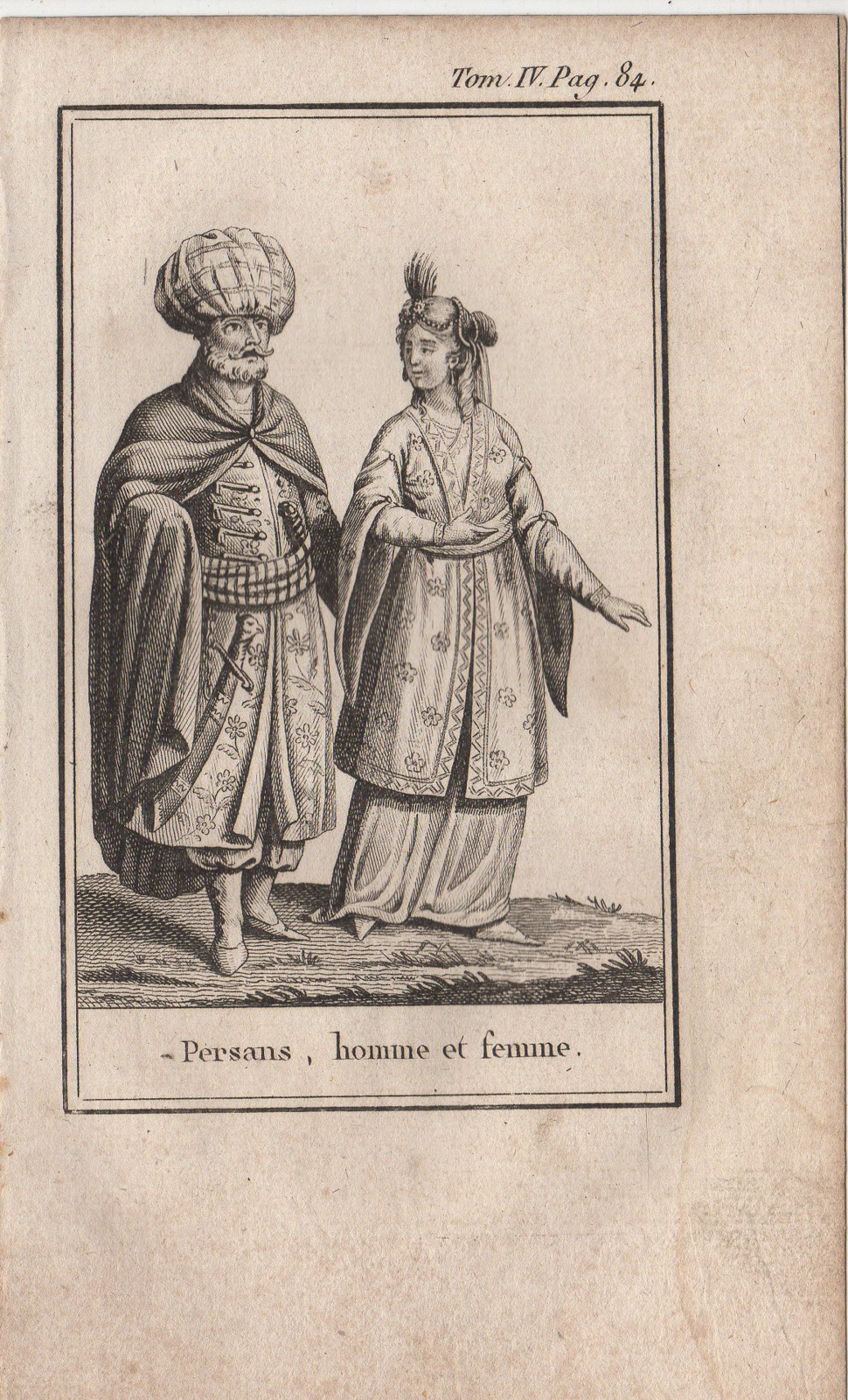 , Antique Print-ETHNIC-PERSIA-IRAN-TRADITIONAL CLOTHES-MAN AND WIFE-Blanchard-1806, Pictura Antique Prints