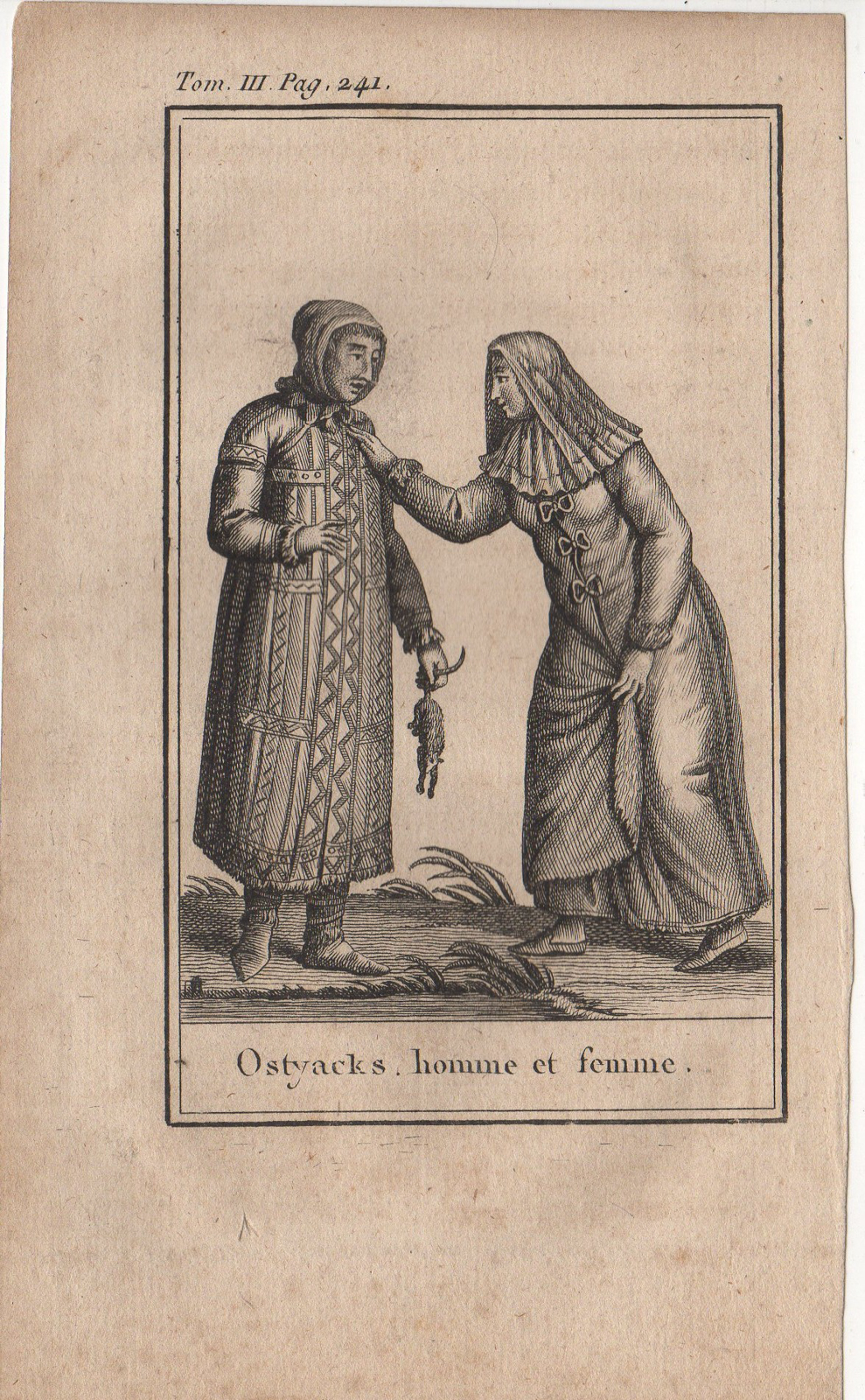 , Antique Print-ETHNIC-OSTIAK-OSTYACK-SIBERIA-TRADITIONAL CLOTHES-Blanchard-1806, Pictura Antique Prints