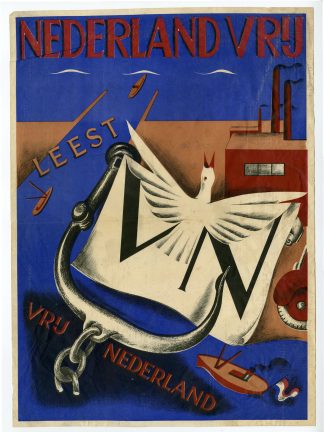 Antique Print-DUTCH-WWII-PROPAGANDA-POSTER-VRIJ-NEDERLAND-Anonymous-1939-1945