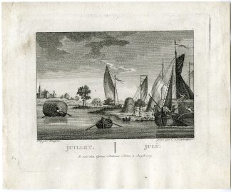 Antique Master Print-JULY-HARVESTING-SHIPS-MARITIME-ENGRAVING-Soulzberger-1766