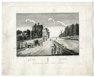 Antique Master Print-JUNE-TRAVELERS-WINDMILL-CANAL-ENGRAVING-Soulzberger-1766