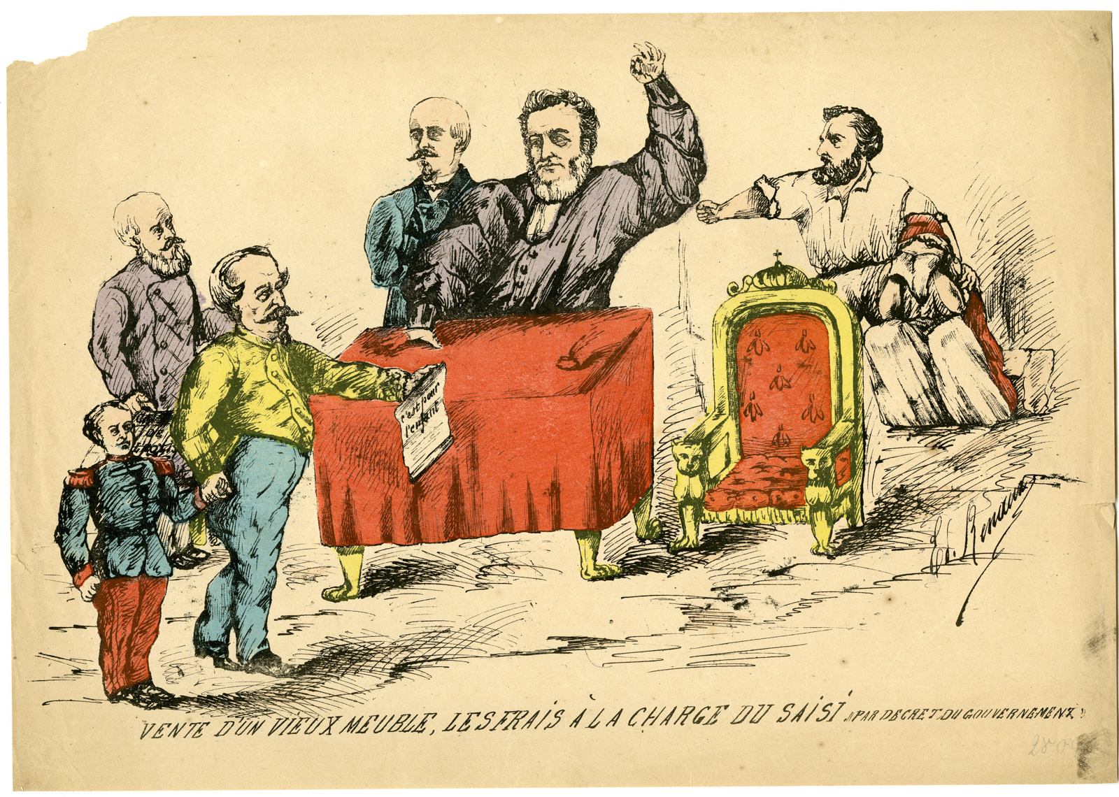 Pictura 06141 416x296 Antique Print-VENTE-VIEUX-MEUBLE-POLITICAL-SATIRE-FRANC-Renaux-c.1870s
