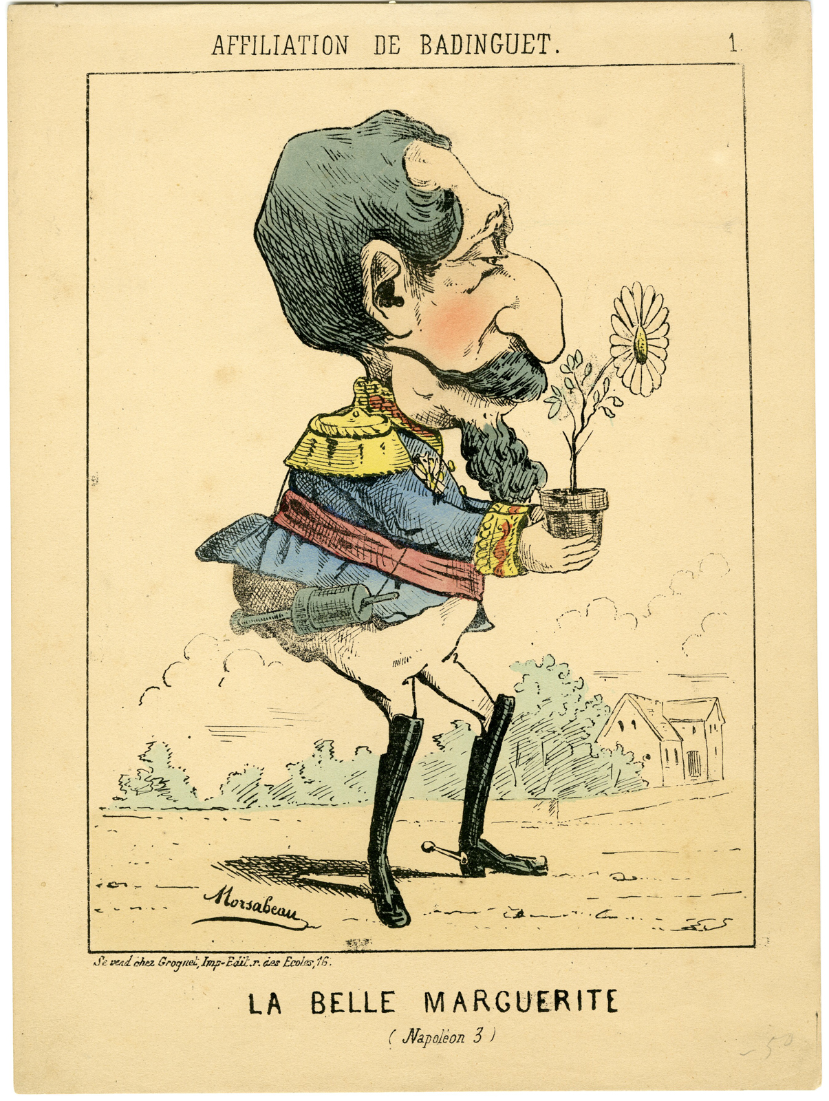 , Antique Print-CARICATURE-POLITICAL-SATIRE-NAPOLEON III-WEAKNESS-Rosambeau-c.1871, Pictura Antique Prints