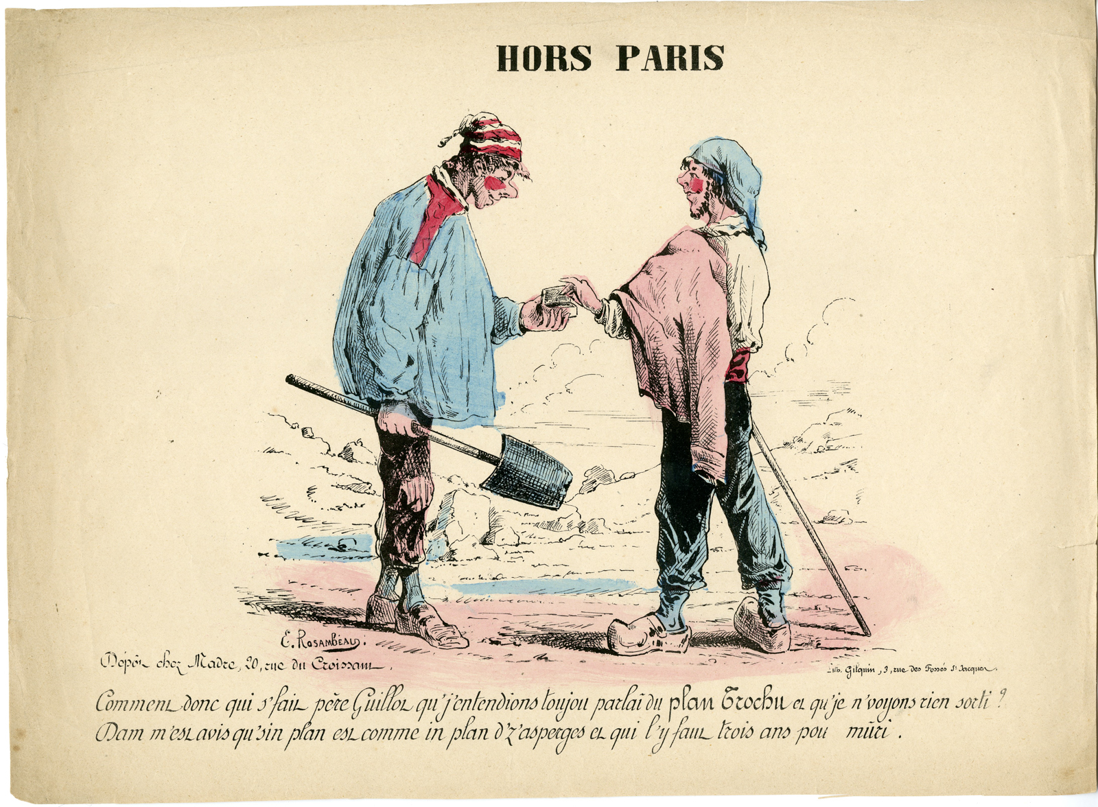 , Antique Print-POLITICAL-CARICATURE-FRANCE-TROCHU-SIEGE-OF-PARIS-Rosambeau-1871, Pictura Antique Prints