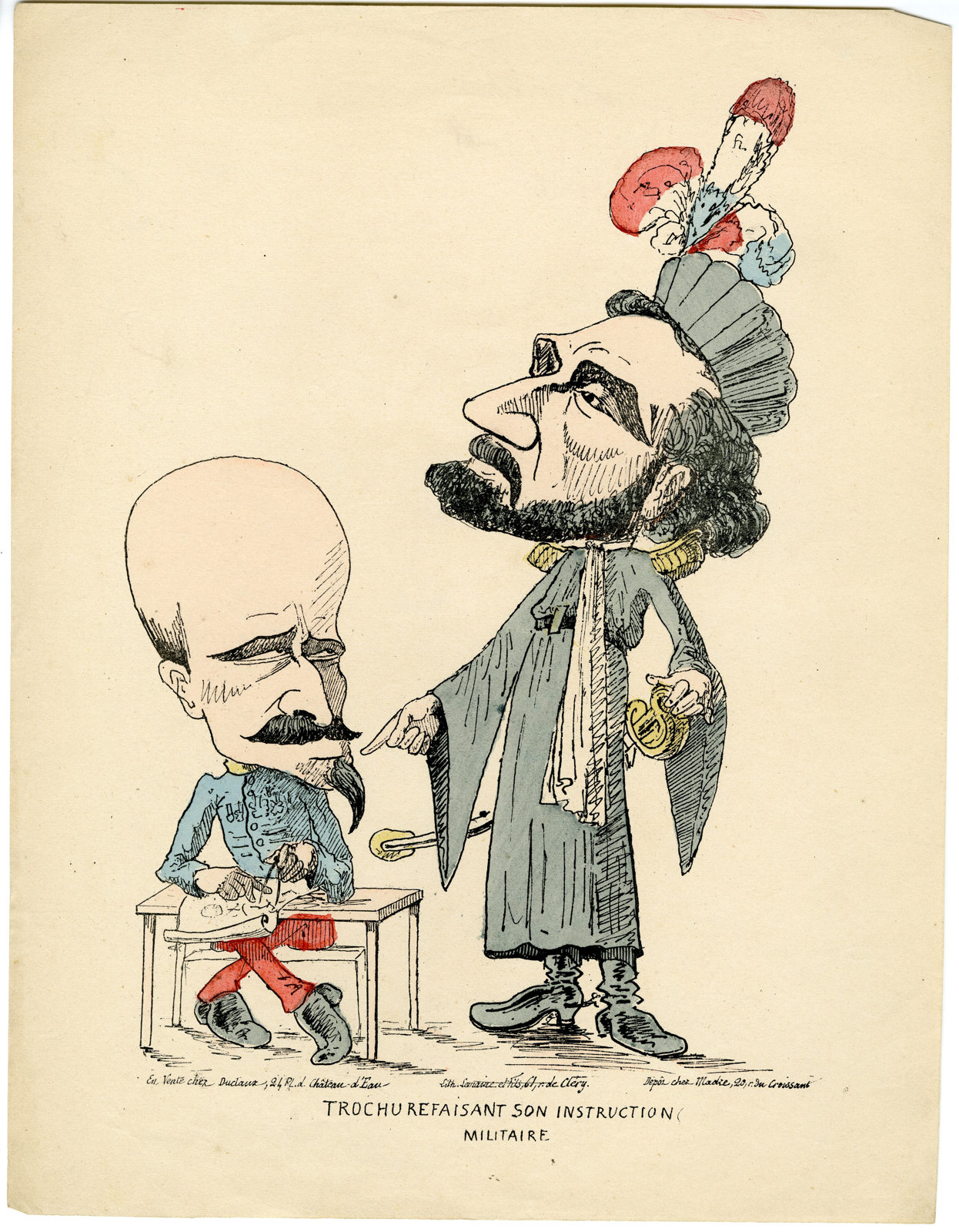 , Antique Print-POLITICAL-CARICATURE-TROCHU-FRANCE-MILITARY-SATIRE-LeMaine-1871, Pictura Antique Prints