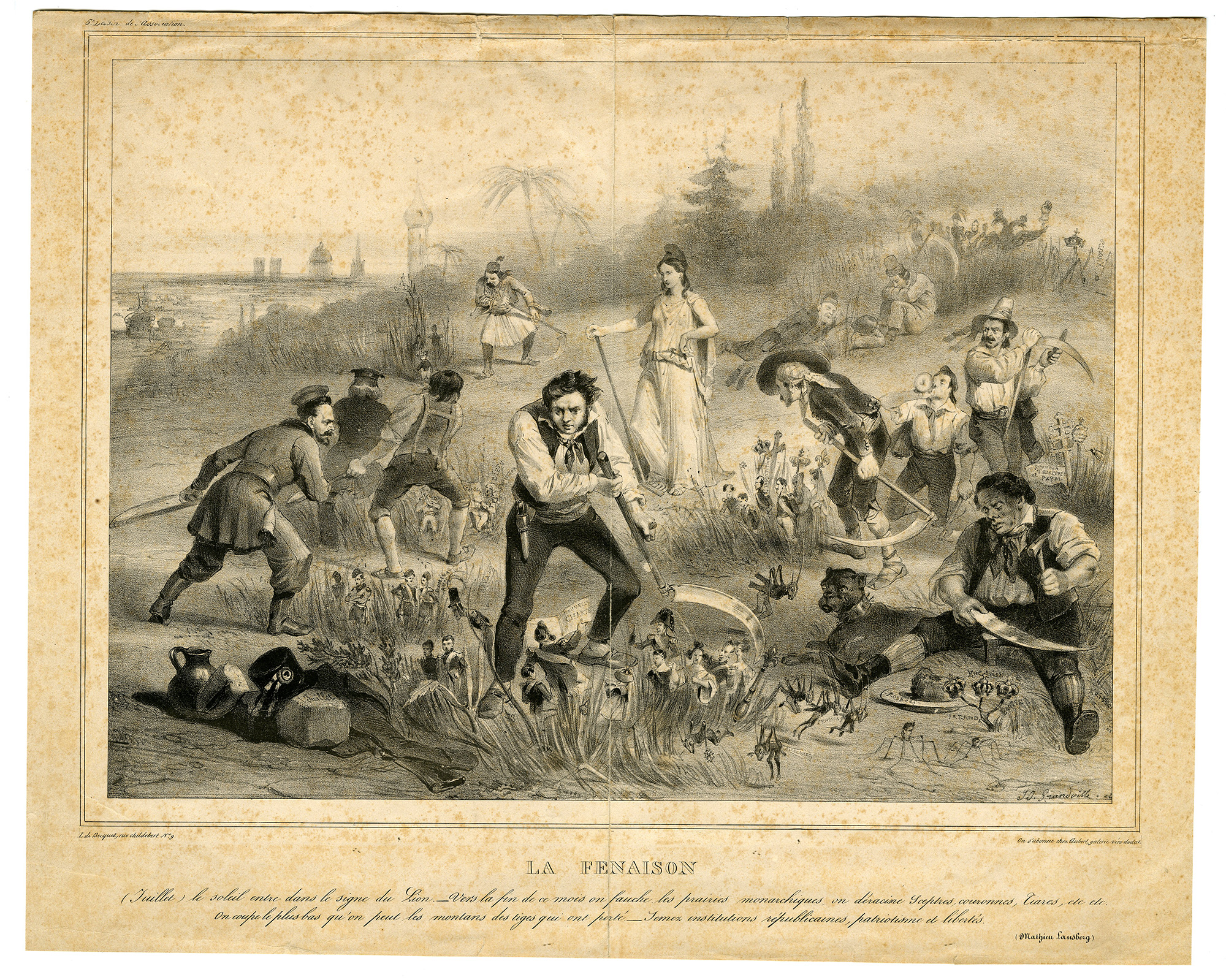 , Antique Print-GRANDVILLE-LA-FENAISON-POLITICAL-SATIRE-Grandville-Alophe-1832, Pictura Antique Prints