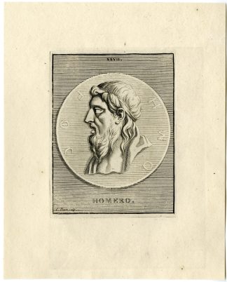 Antique Print-HOMER-PORTRAIT-MEDALLION-Picart-1669