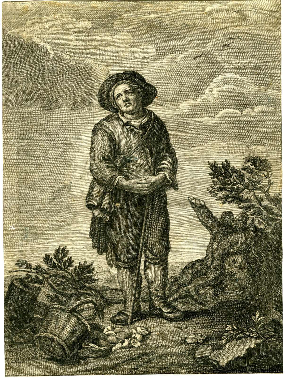 , Antique Master Print-STANDING-MAN-ENGRAVING-DUTCH-BAROQUE-Bloemaert-1650-1750, Pictura Antique Prints