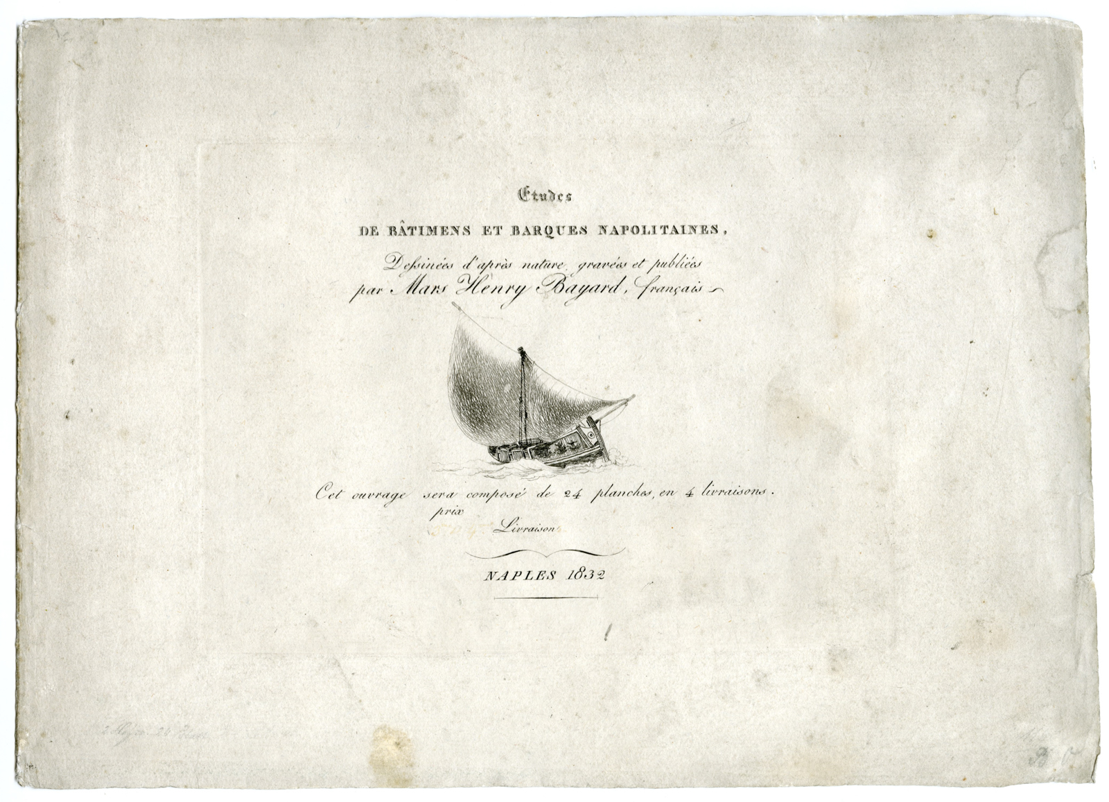 , 12-Antique Master Prints-NEAPOLITAN-SHIPS-ETCHINGS-SERIES-Bayard-1832, Pictura Antique Prints