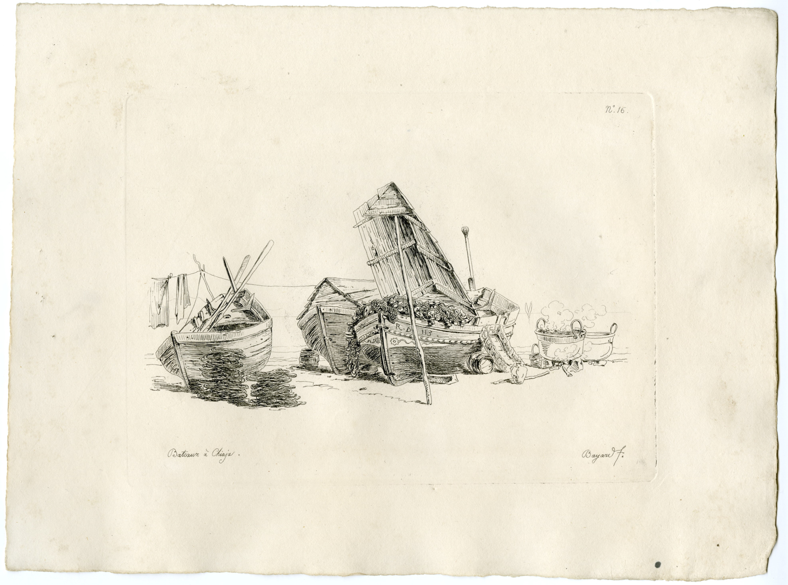 , 12-Antique Master Prints-NEAPOLITAN-SHIPS-ETCHINGS-SERIES-Bayard-1832, Pictura Antique Prints