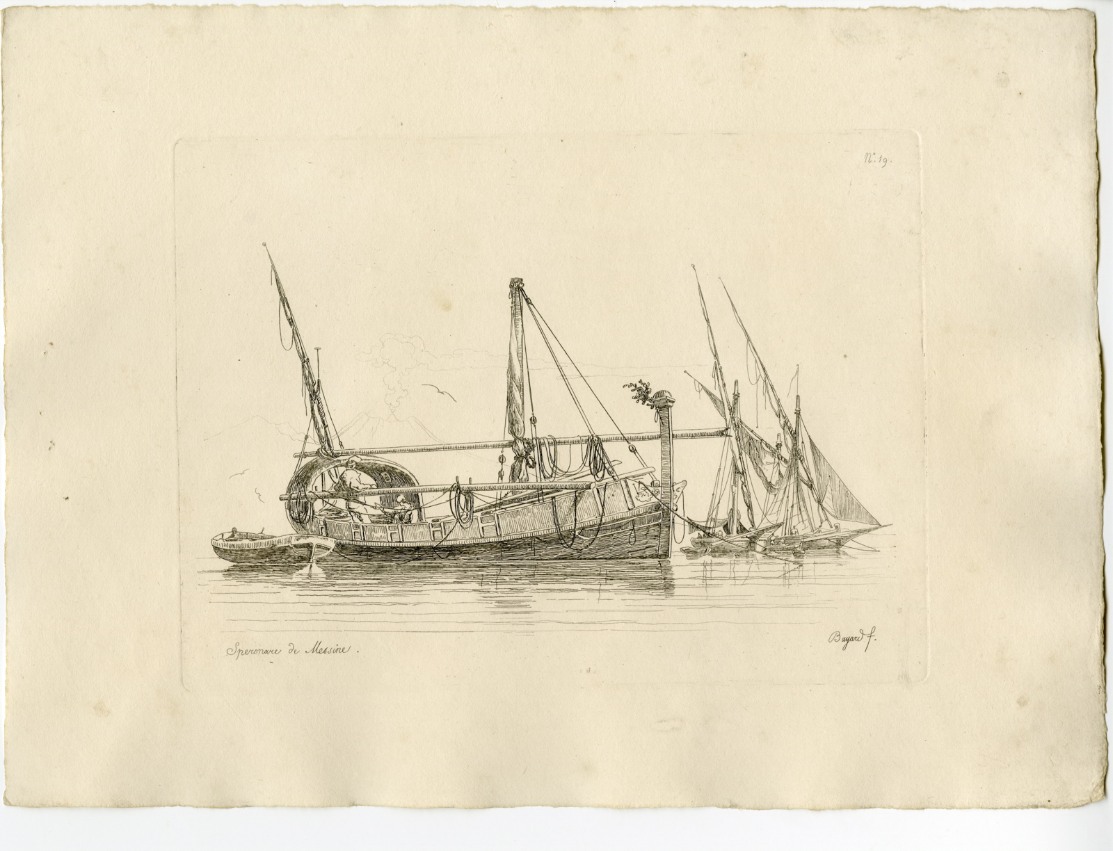 , 12-Antique Master Prints-NEAPOLITAN-SHIPS-ETCHINGS-SERIES-Bayard-1832, Pictura Antique Prints