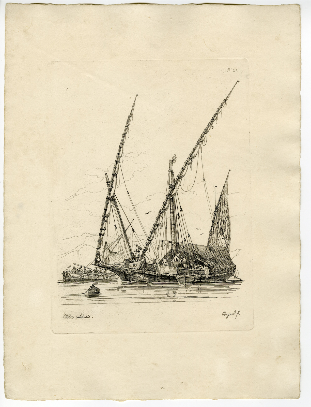 , 12-Antique Master Prints-NEAPOLITAN-SHIPS-ETCHINGS-SERIES-Bayard-1832, Pictura Antique Prints