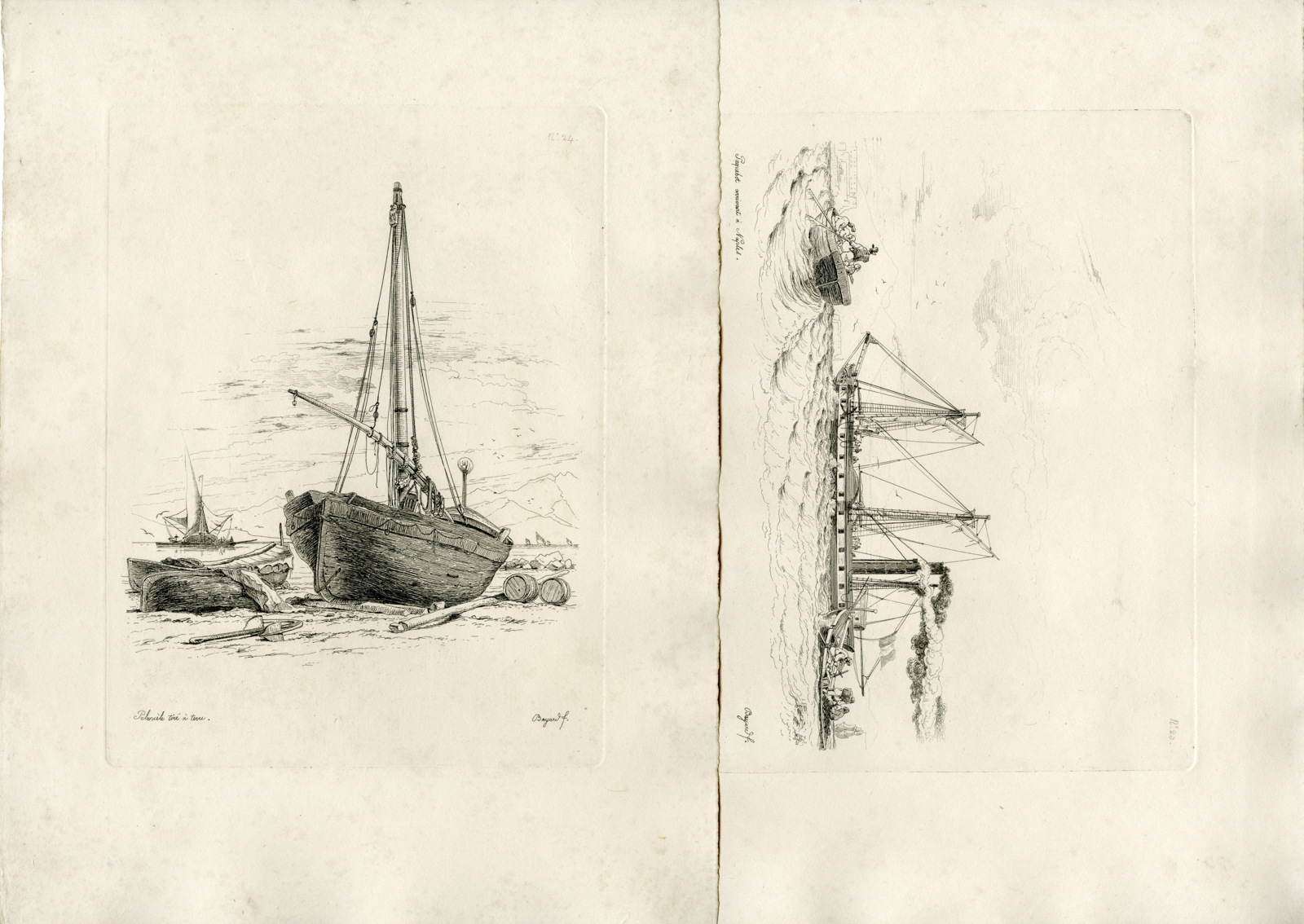 , 12-Antique Master Prints-NEAPOLITAN-SHIPS-ETCHINGS-SERIES-Bayard-1832, Pictura Antique Prints