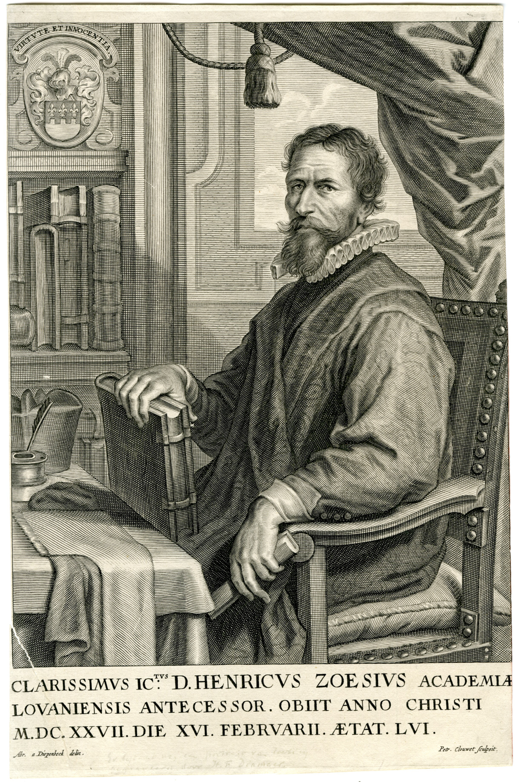 , Antique Master Print-PORTRAIT-HENDRIK-ZOESIUS-Clouwet-Van Diepenbeeck-1639-1670, Pictura Antique Prints