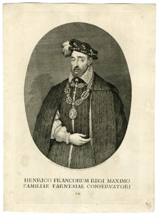 Antique Master Print-HENRI-II-KING-FRANCE-ENGRAVING-von Prenner-Zuccari-1745