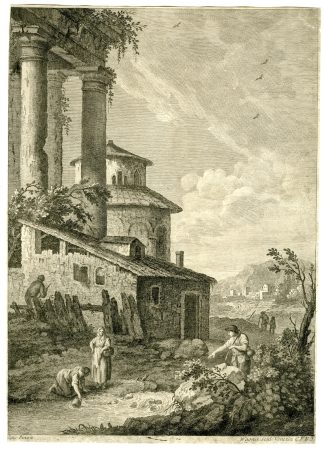 Antique Master Print-ITALIAN-LANDSCAPE-ENGRAVING-Wagner-Zais-c.1750-1780