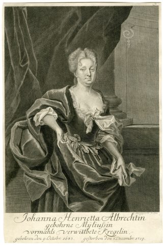 Antique Master Print-JOHANNA-HENRIETTA-ALBRECHTIN-PORTRAIT-Bernigeroth-c.1720