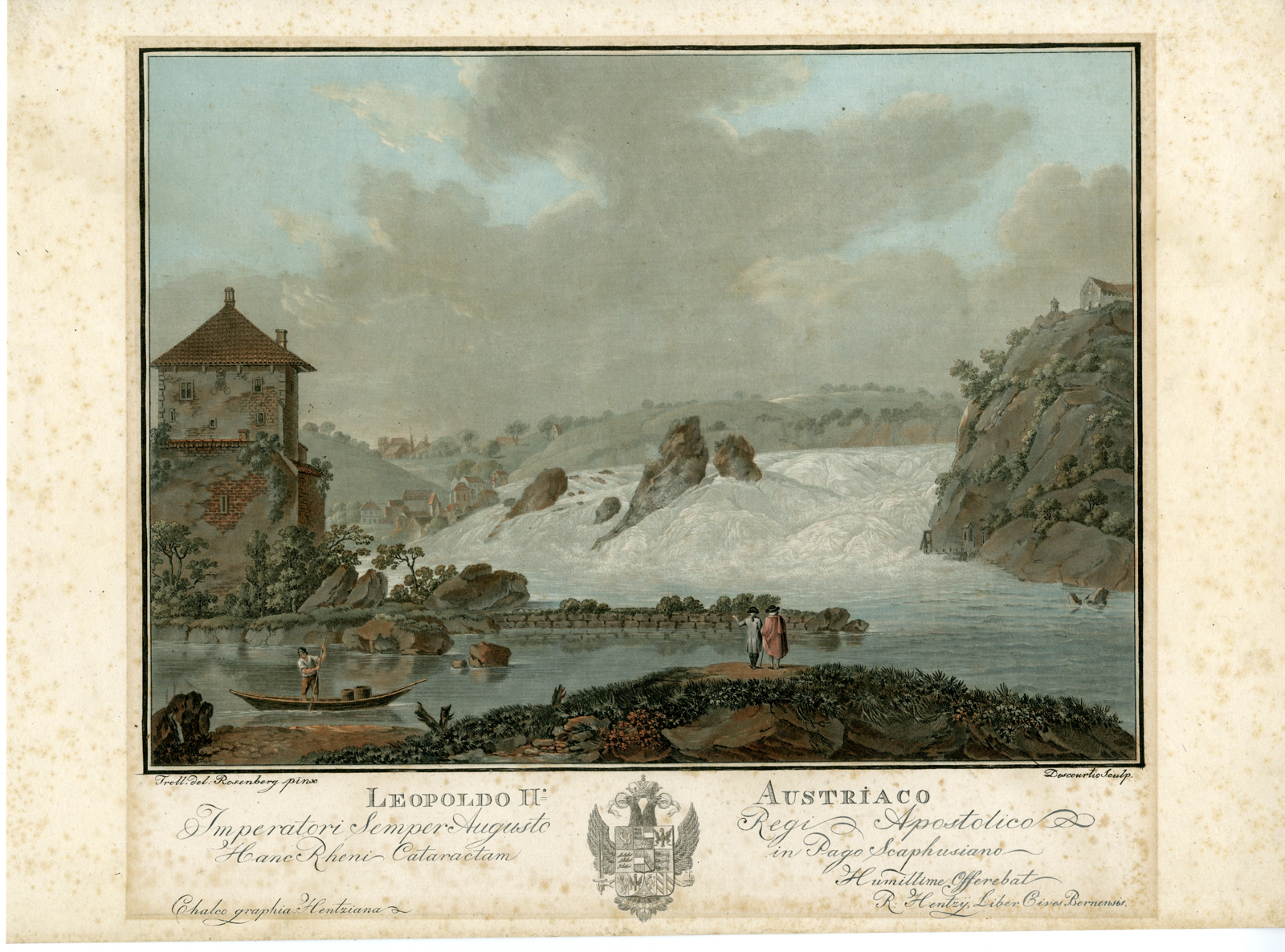 , Antique Master Print-FALLS-OF-SCHAFFHAUSEN-RHINE-Descourtis-Rosenberg-c.1784, Pictura Antique Prints