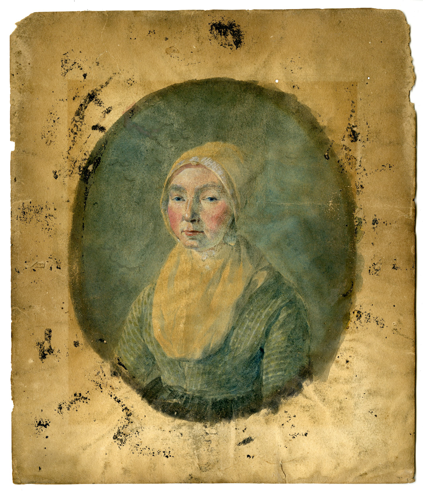 , Antique Drawing-WATERCOLOR-PORTRAIT-ELDERLY-WOMAN-Anonymous-19th c., Pictura Antique Prints