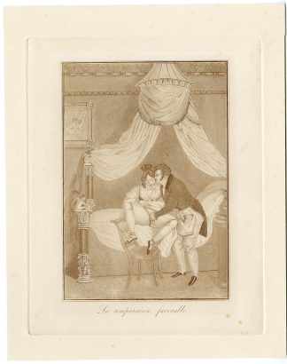 Antique Print-FRENCH-EROTIC-AQUATINT-LA-COMPARAISON-FAVORABLE-Deveria-c.1900